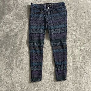 American Eagle Jeggings Womens Size 6 Leaf Design‎ Print Stretch Ankle Zip